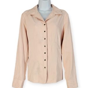 Talbots light pink sueded button down blouse top Womens Medium
